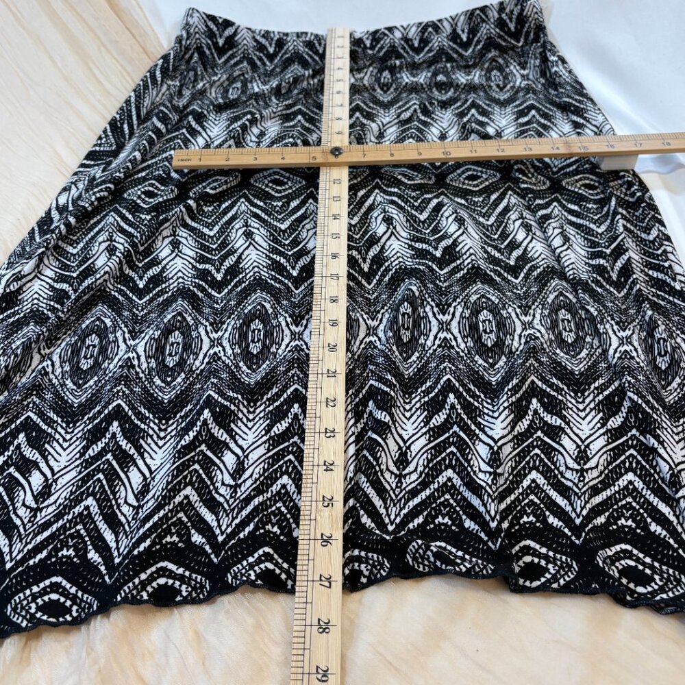 Susan Lawrence Womens Black White Print Maxi Skirt Stretch Waist - Size XL - Picture 5 of 6